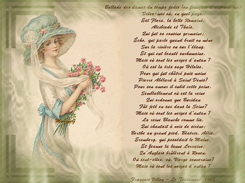 La Ballade Des Dames Du Temps Jadis poeme